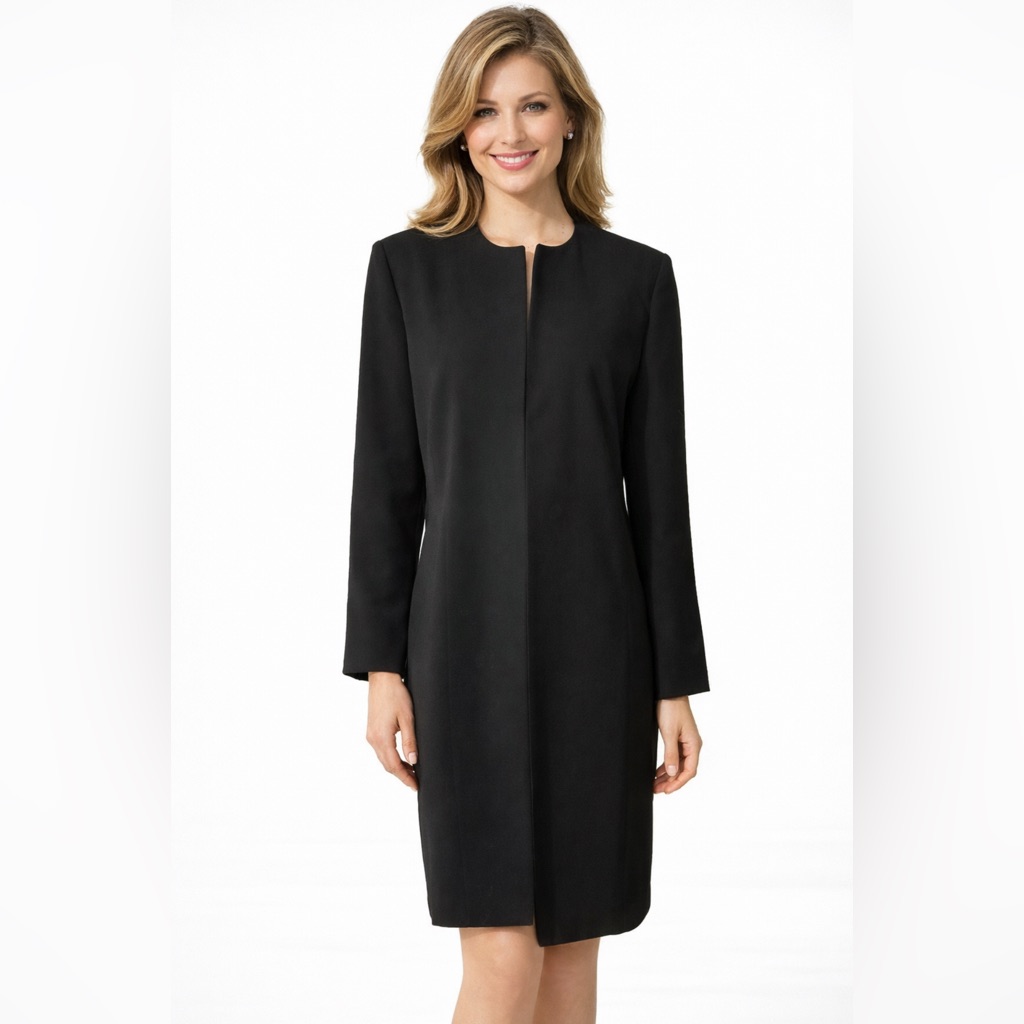 Talbots Long Suit Jacket Blazer 16p Crepe Wool Black Classic